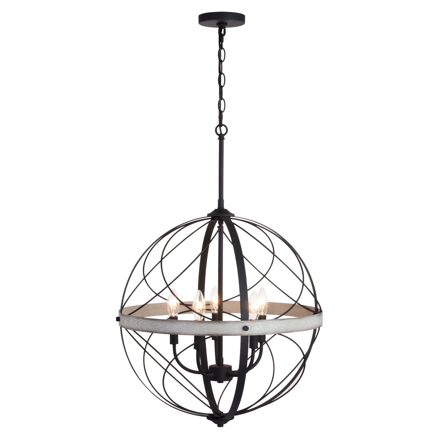 Vaxcel - P0355 - Five Light Pendant - Montclare - Textured Black and White Ash