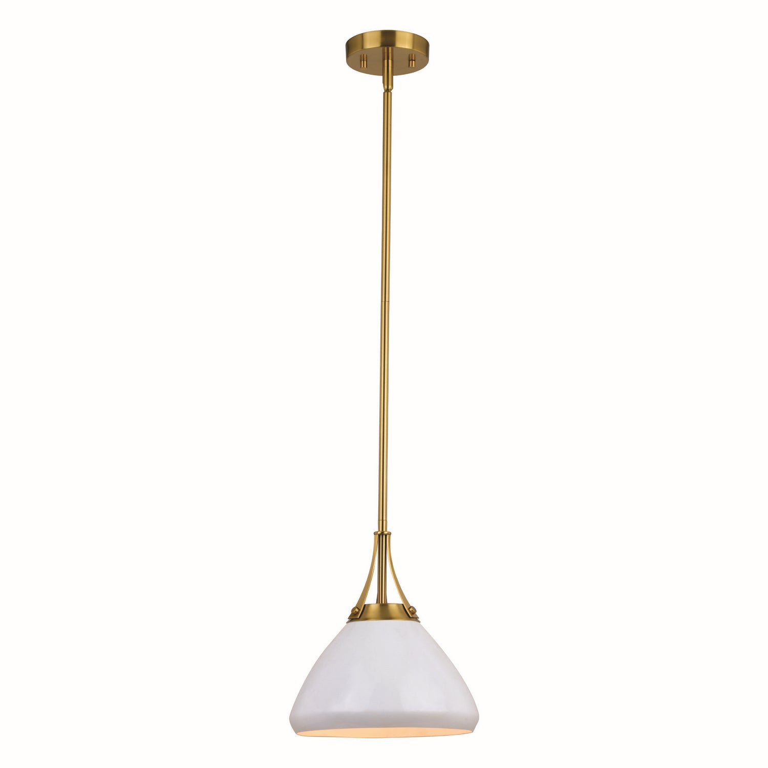 Vaxcel - P0369 - One Light Pendant - Dayna - Satin Brass and Glossy White with Matte White