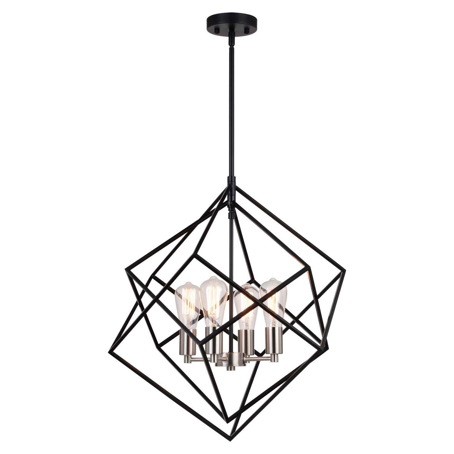 Vaxcel - P0373 - Four Light Pendant - Rad - Black and Satin Nickel