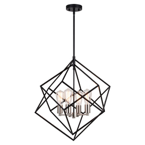 Vaxcel - P0373 - Four Light Pendant - Rad - Black and Satin Nickel