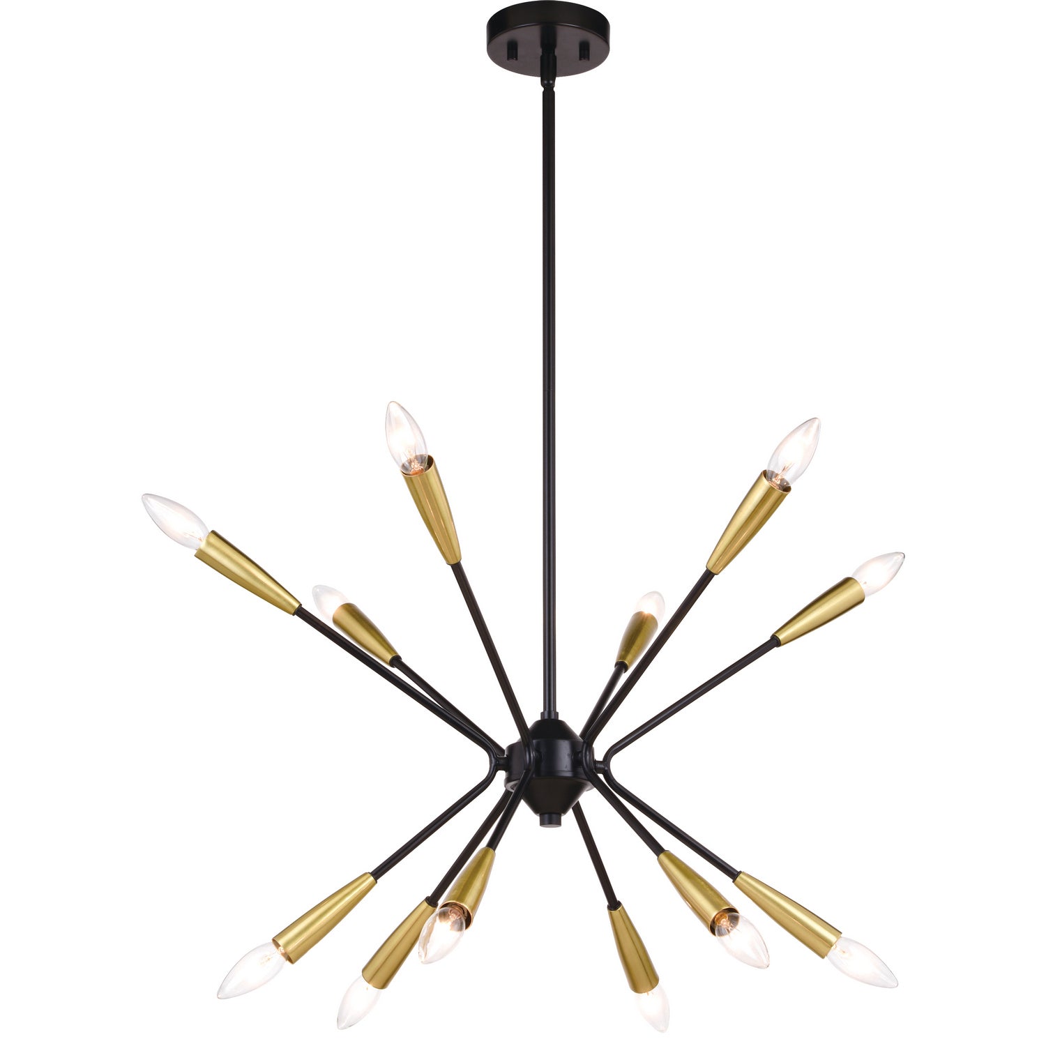 Vaxcel - P0375 - 12 Light Pendant - Ellis - Matte Black and Satin Brass