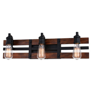 Vaxcel - W0380 - Three Light Vanity - Carrington - Matte Black and Deep Walnut