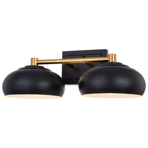 Vaxcel - W0383 - Two Light Vanity - Belmont - Matte Black and Satin Brass