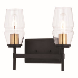 Vaxcel - W0392 - Two Light Vanity - Warren - Matte Black and Brushed Brass