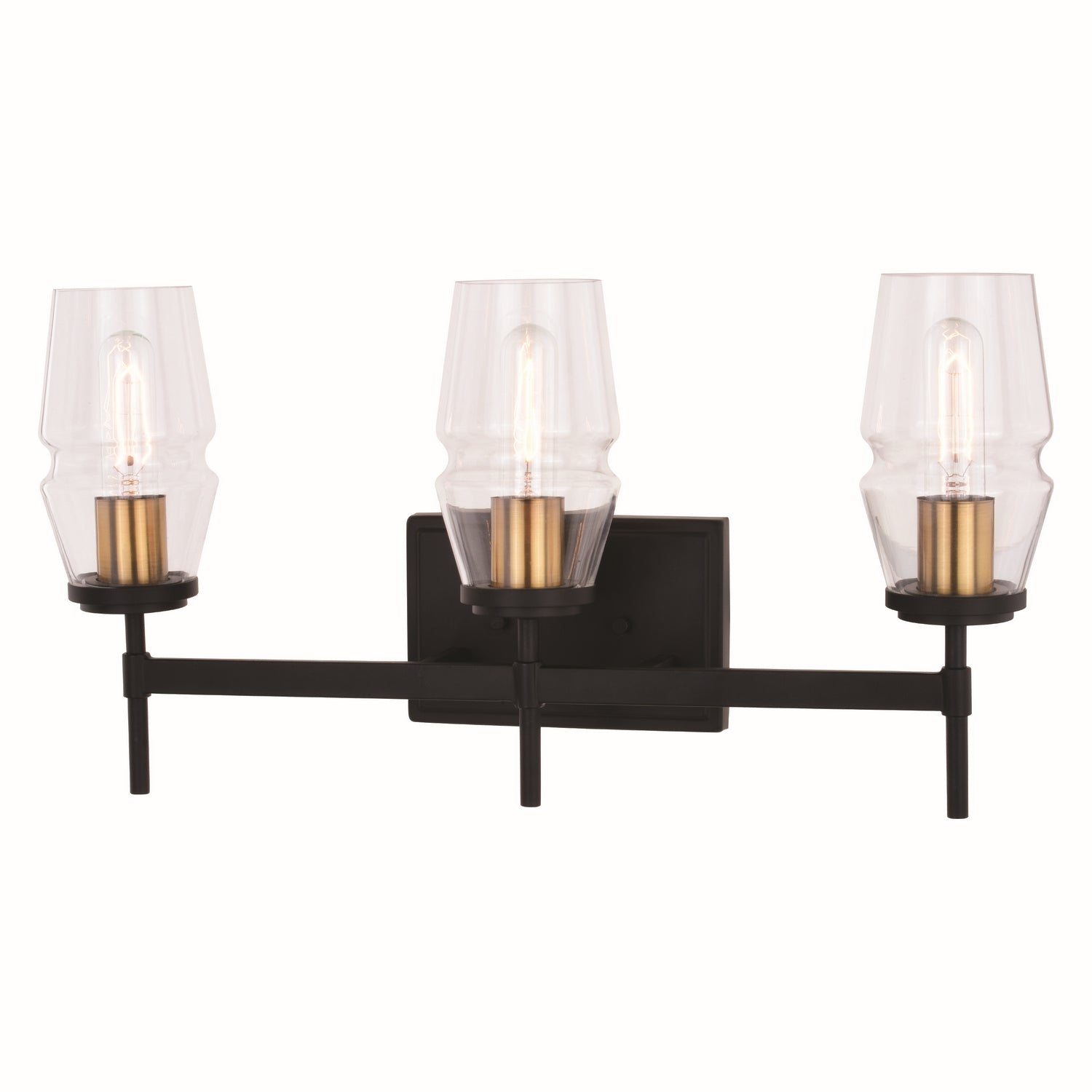 Vaxcel - W0393 - Three Light Vanity - Warren - Matte Black and Brushed Brass