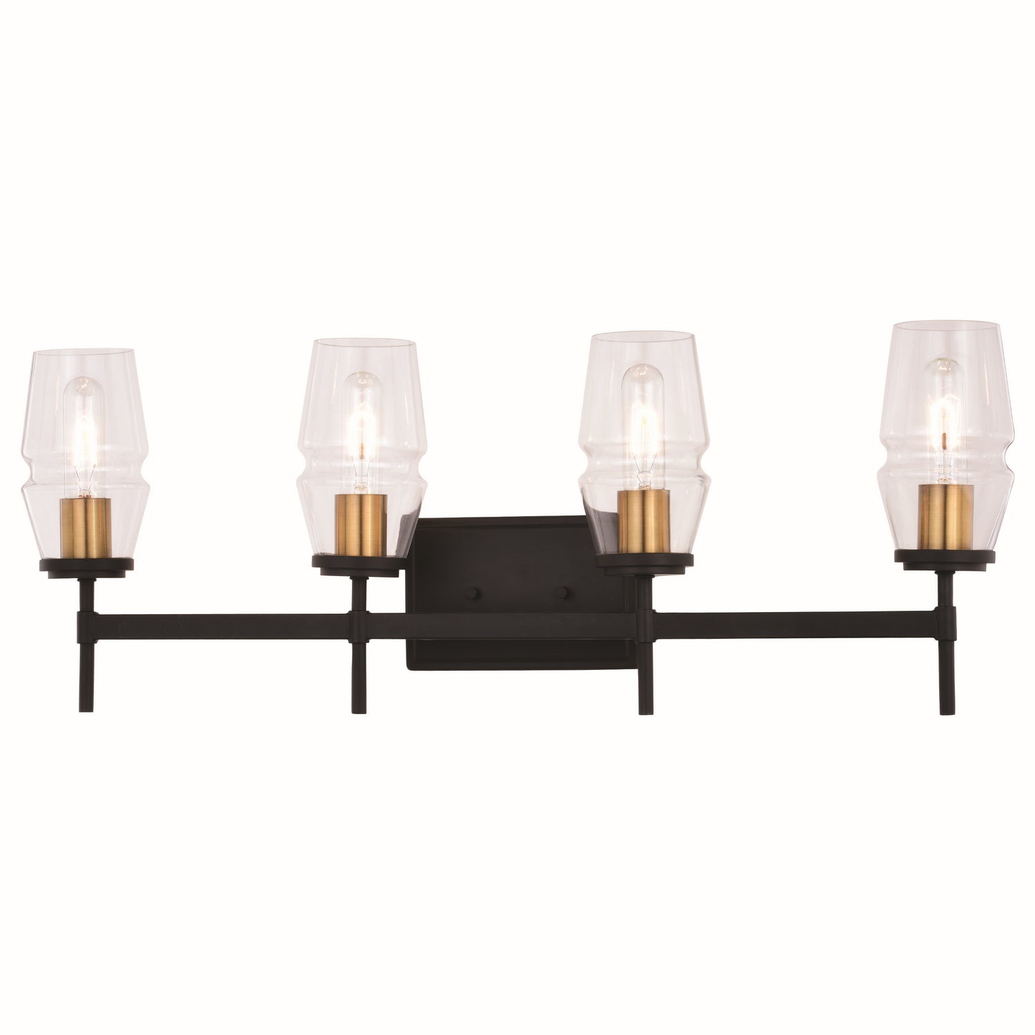 Vaxcel - W0394 - Four Light Vanity - Warren - Matte Black and Brushed Brass