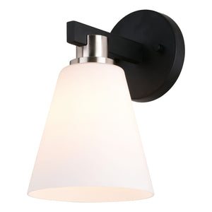 Vaxcel - W0404 - One Light Vanity - Vermont - Matte Black and Satin Nickel