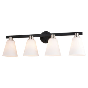 Vaxcel - W0407 - Four Light Vanity - Vermont - Matte Black and Satin Nickel