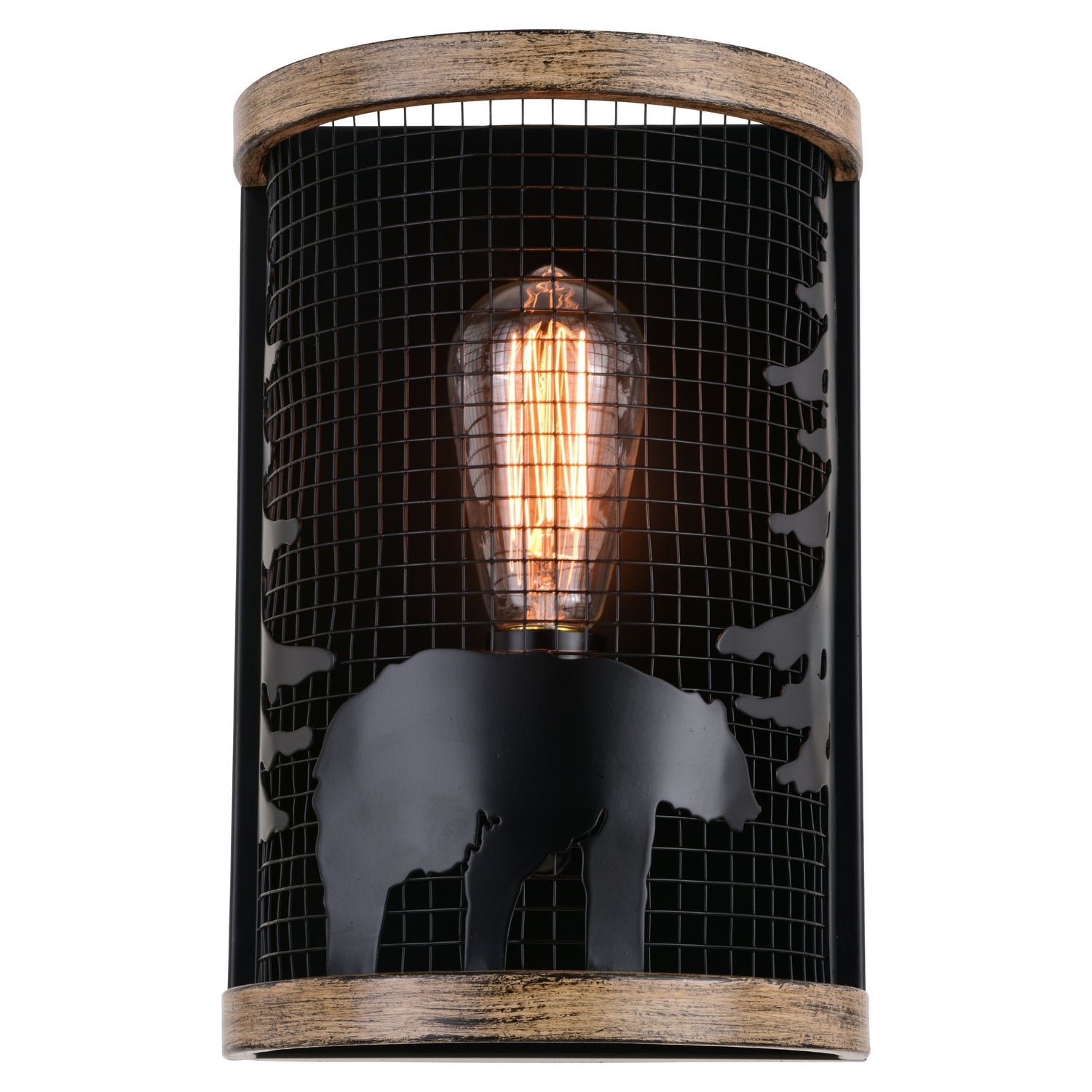 Vaxcel - W0408 - One Light Wall Sconce - Kodiak - Black and Burnished Teak