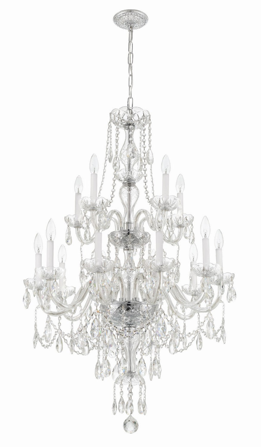 Crystorama - 1155-CH-CL-MWP - 15 Light Chandelier - Traditional Crystal - Polished Chrome