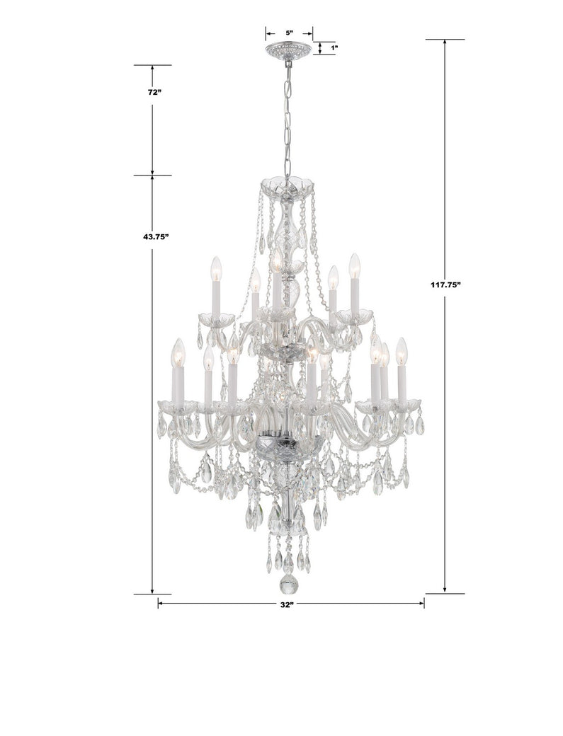 Crystorama - 1155-CH-CL-MWP - 15 Light Chandelier - Traditional Crystal - Polished Chrome