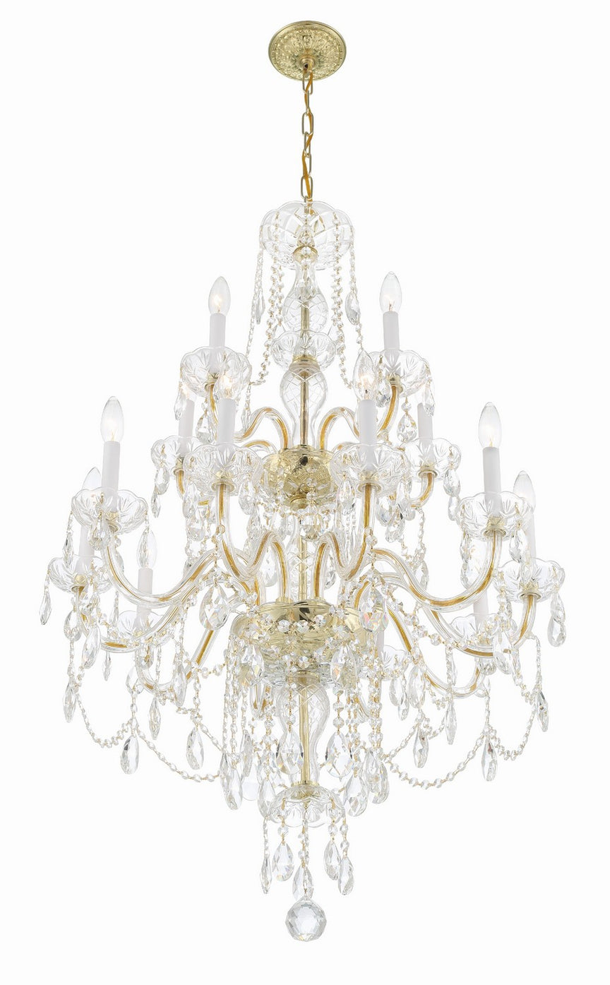 Crystorama - 1155-PB-CL-MWP - 15 Light Chandelier - Traditional Crystal - Polished Brass