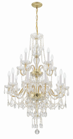 Crystorama - 1155-PB-CL-MWP - 15 Light Chandelier - Traditional Crystal - Polished Brass