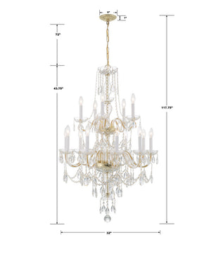 Crystorama - 1155-PB-CL-MWP - 15 Light Chandelier - Traditional Crystal - Polished Brass