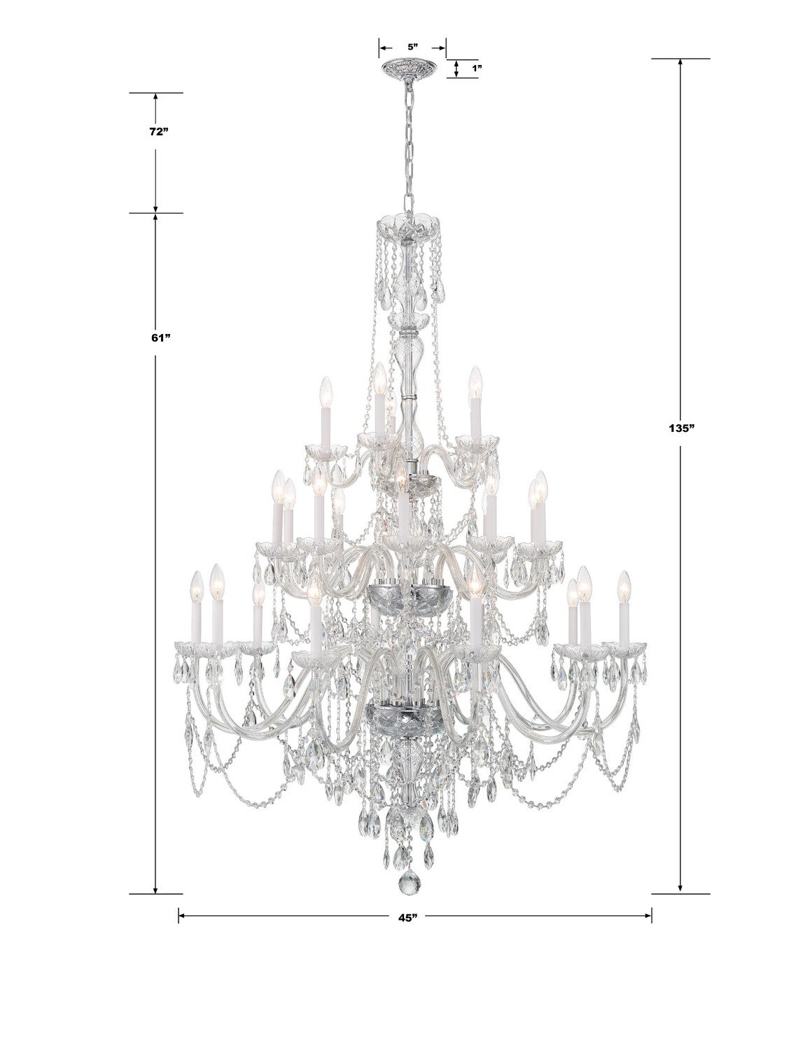 Crystorama - 1156-CH-CL-MWP - 25 Light Chandelier - Traditional Crystal - Polished Chrome