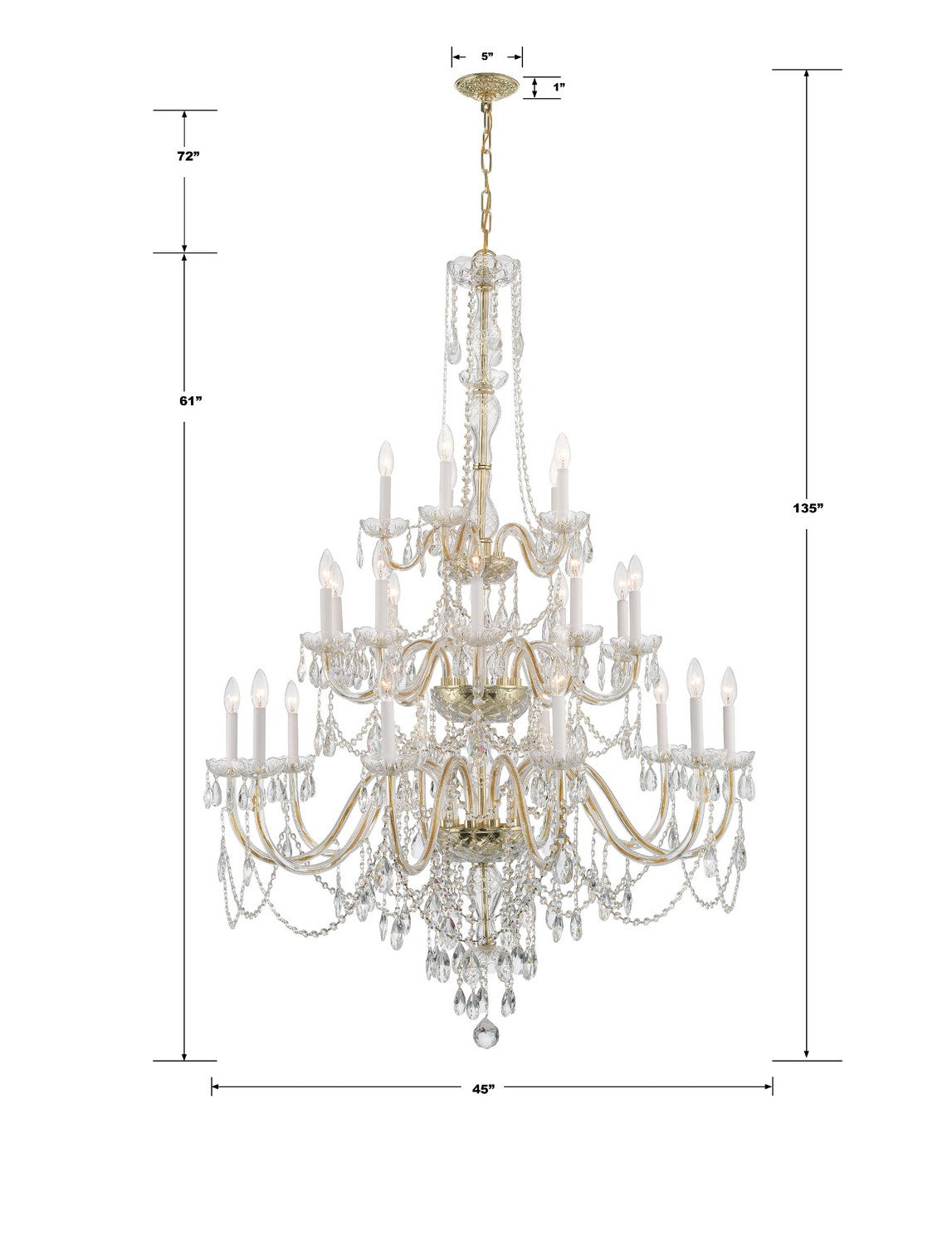 Crystorama - 1156-PB-CL-MWP - 25 Light Chandelier - Traditional Crystal - Polished Brass