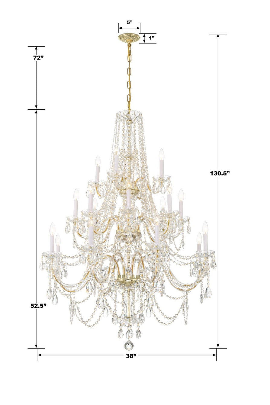 Crystorama - 1157-PB-CL-MWP - 20 Light Chandelier - Traditional Crystal - Polished Brass