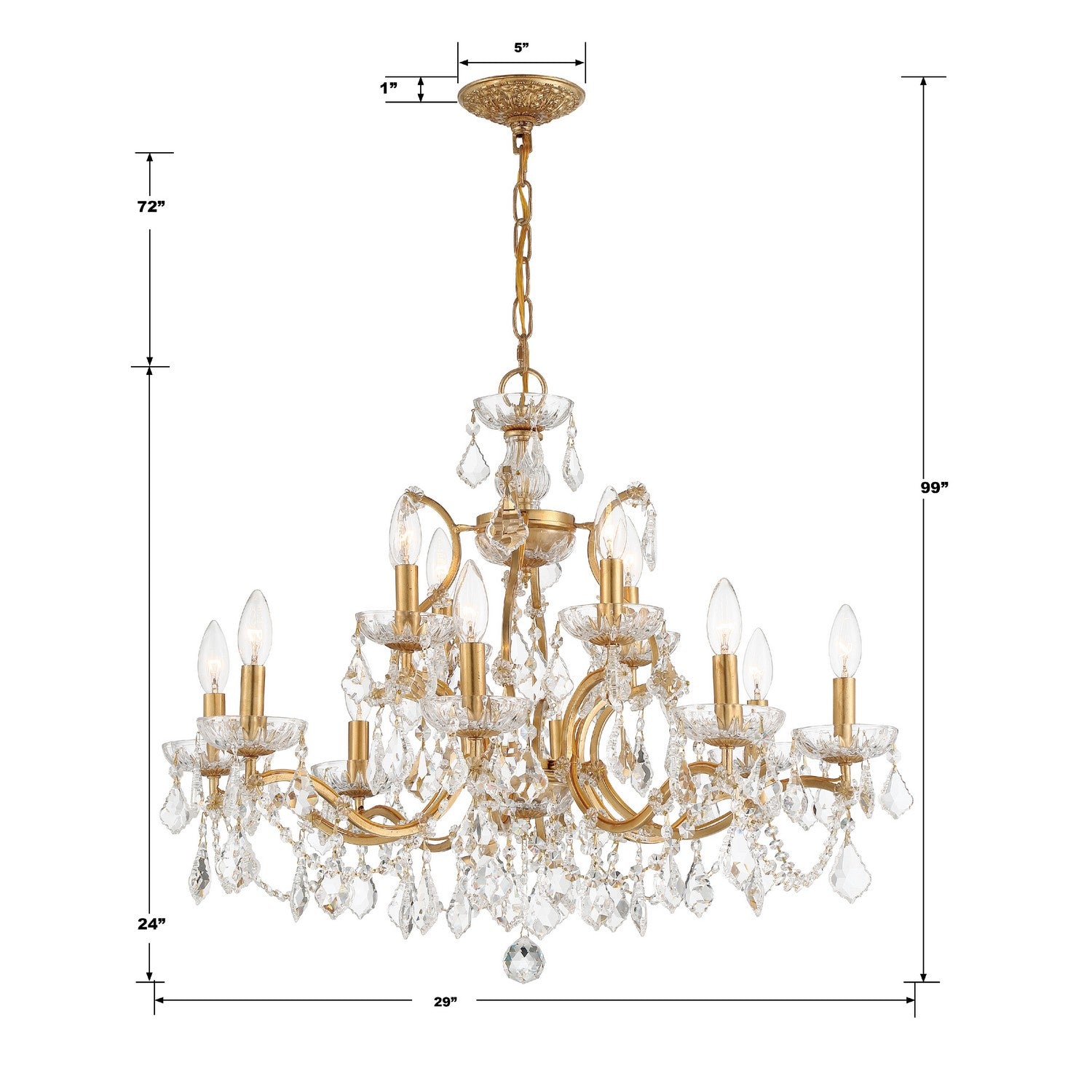 Crystorama - 4456-GA-CL-MWP - 12 Light Chandelier - Filmore - Antique Gold