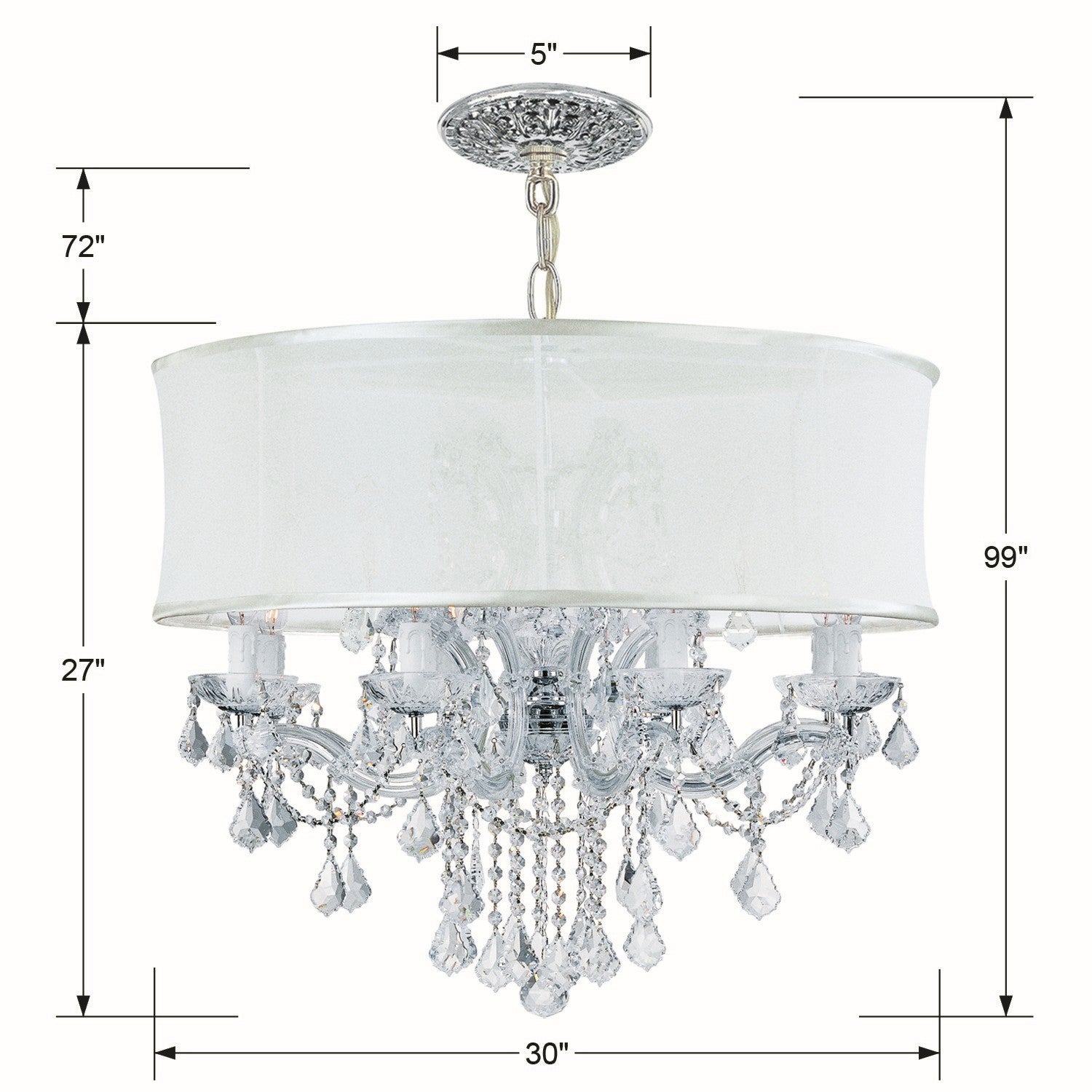 Crystorama - 4489-CH-SMW-CL-S - 12 Light Chandelier - Brentwood - Polished Chrome