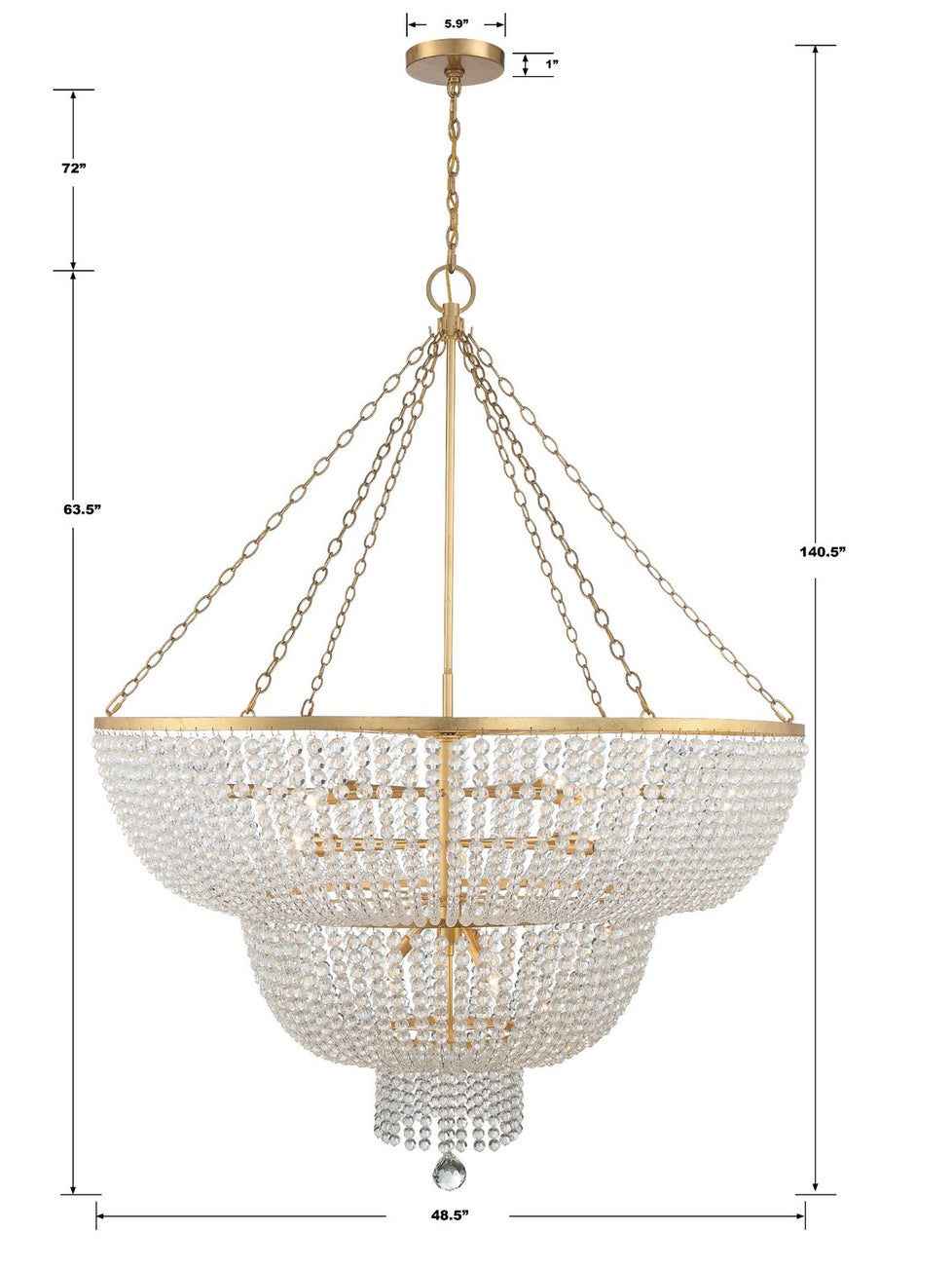 Crystorama - 614-GA - 15 Light Chandelier - Rylee - Antique Gold