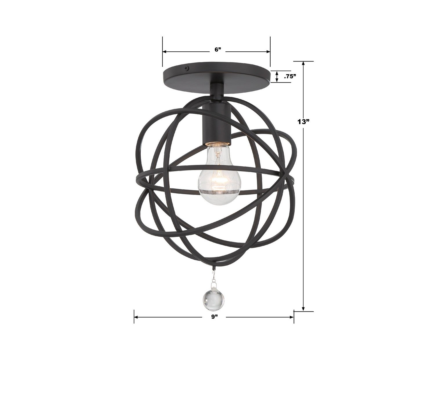 Crystorama - 9220-BK_CEILING - One Light Semi Flush Mount - Solaris - Black