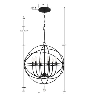 Crystorama - 9228-BK - Six Light Chandelier - Solaris - Black