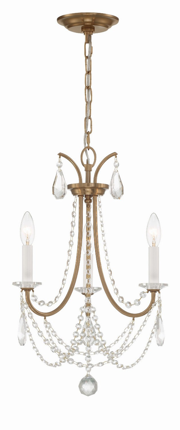 Crystorama - KAR-90903-AG-CL-MWP - Three Light Mini Chandelier - Karrington - Aged Brass