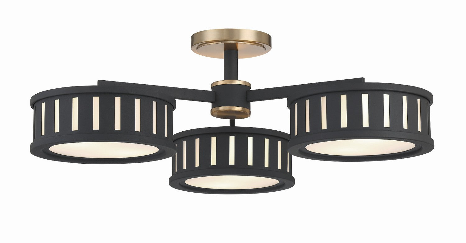 Crystorama - KEN-8300-VG-BF - Six Light Semi Flush Mount - Kendal - Vibrant Gold / Black Forged