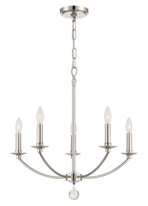 Crystorama - MIL-8005-PN - Five Light Chandelier - Mila - Polished Nickel