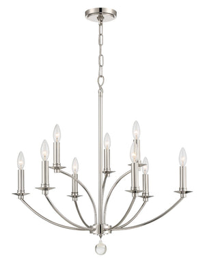 Crystorama - MIL-8009-PN - Nine Light Chandelier - Mila - Polished Nickel