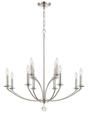 Crystorama - MIL-8012-PN - 12 Light Chandelier - Mila - Polished Nickel