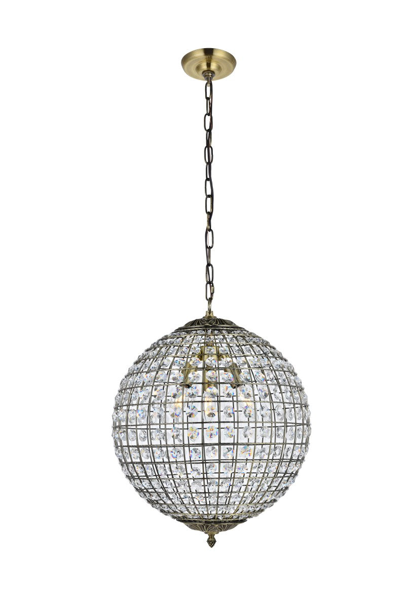 Elegant Lighting - LD5026 - Three Light Pendant - Earlene - Antique Bronze