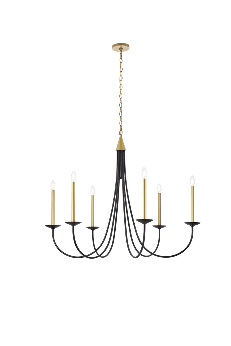 Elegant Lighting - LD810D42BRK - Six Light Pendant - Cohen - Black And Brass