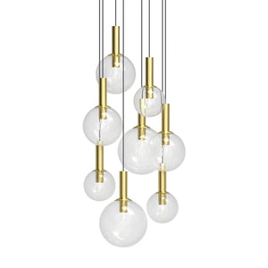 Sonneman - 3768.38 - Eight Light Pendant - Bubbles - Satin Brass