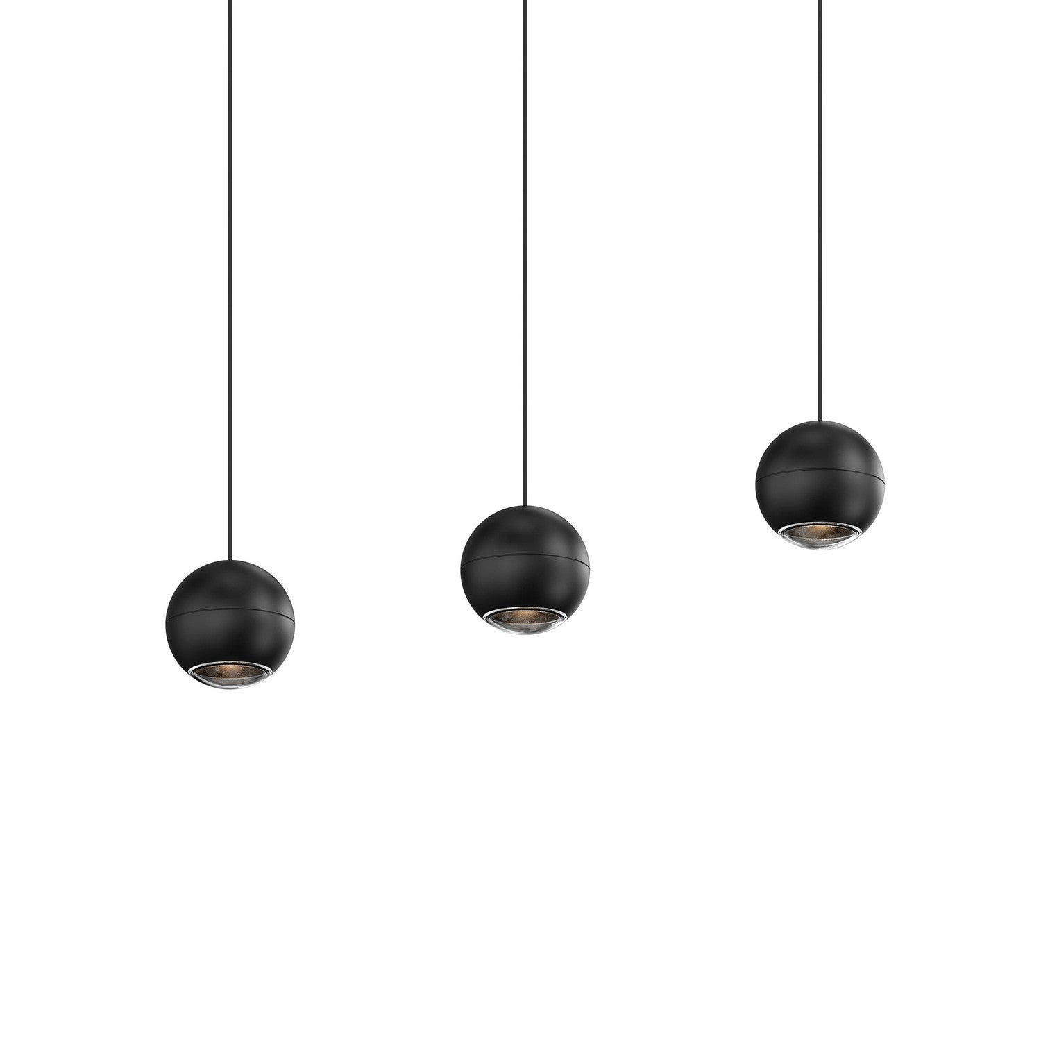 Sonneman - 7506.97 - Three Light Linear Pendant - Hemisphere - Textured Black