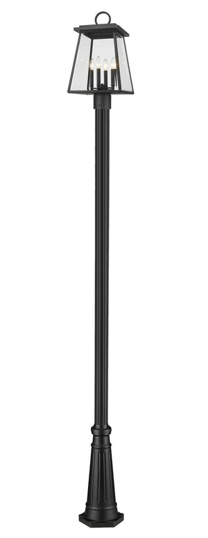 Z-Lite - 521PHBR-519P-BK - Four Light Outdoor Post Mounted Fixture - Broughton - Black