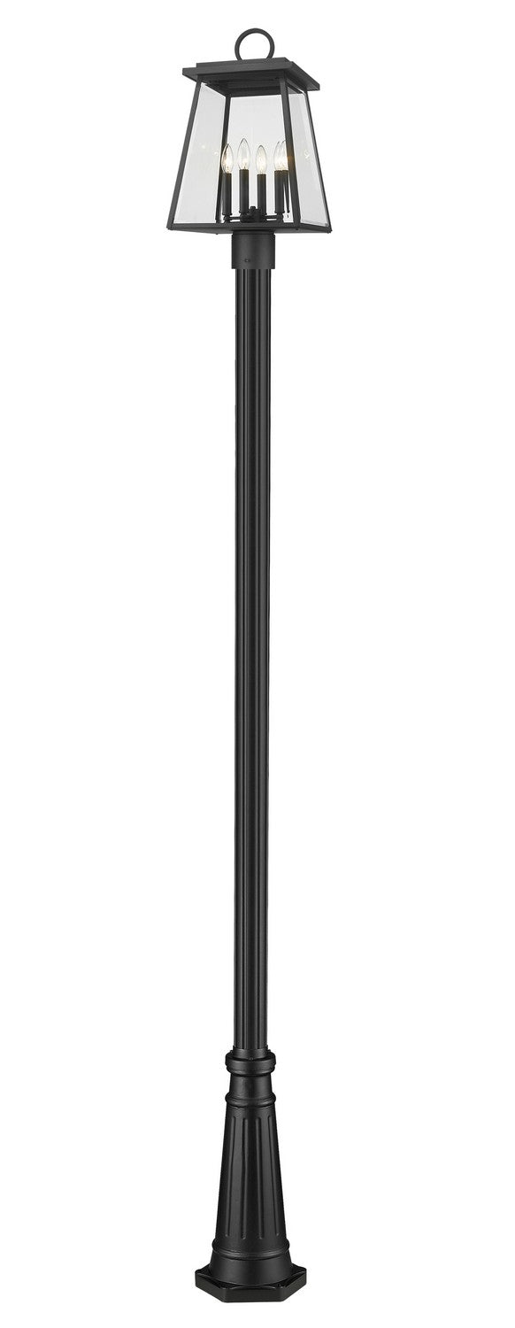 Z-Lite - 521PHBR-519P-BK - Four Light Outdoor Post Mounted Fixture - Broughton - Black