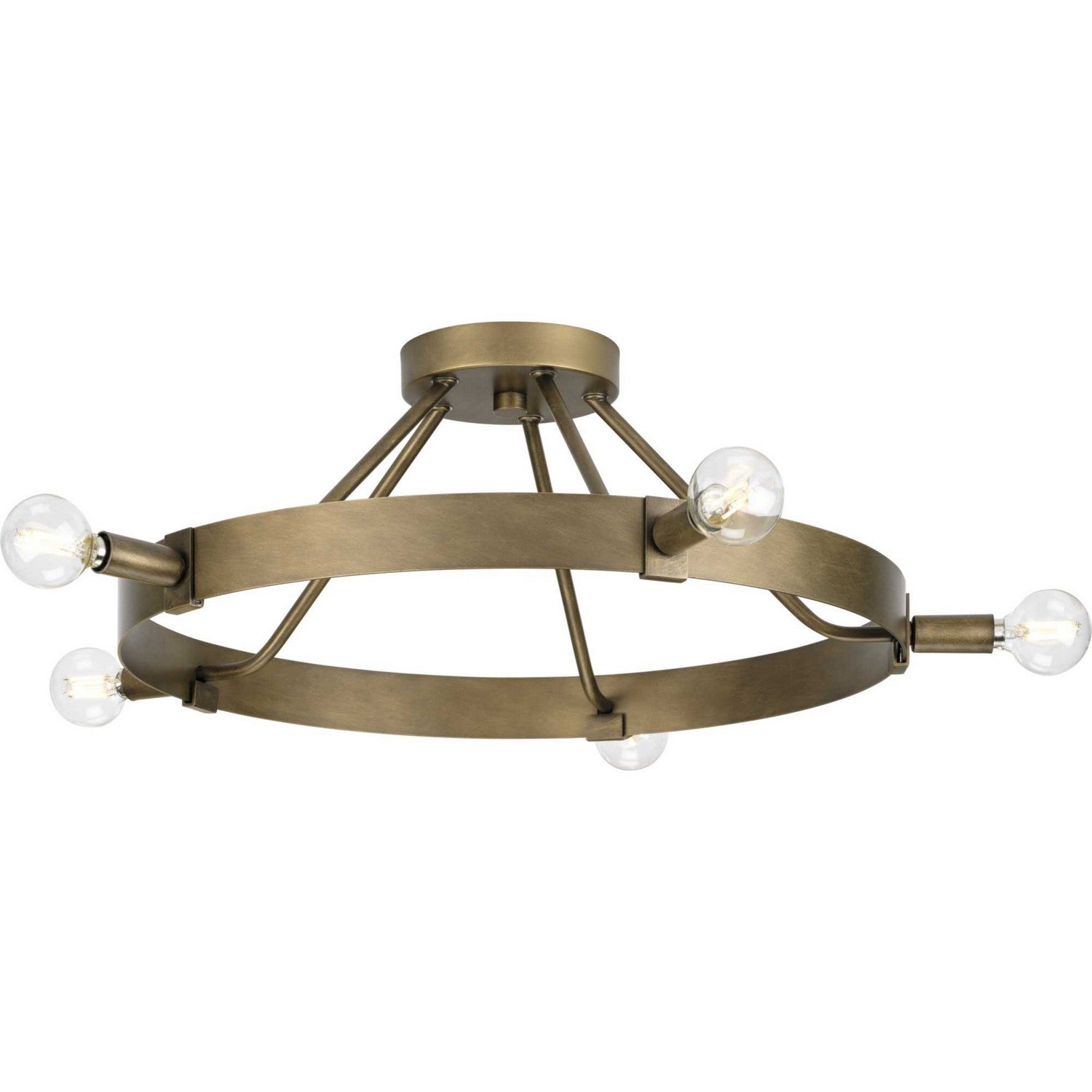 Progress Lighting - P350240-196 - Five Light Semi Flush Mount - Breckenridge - Aged Bronze