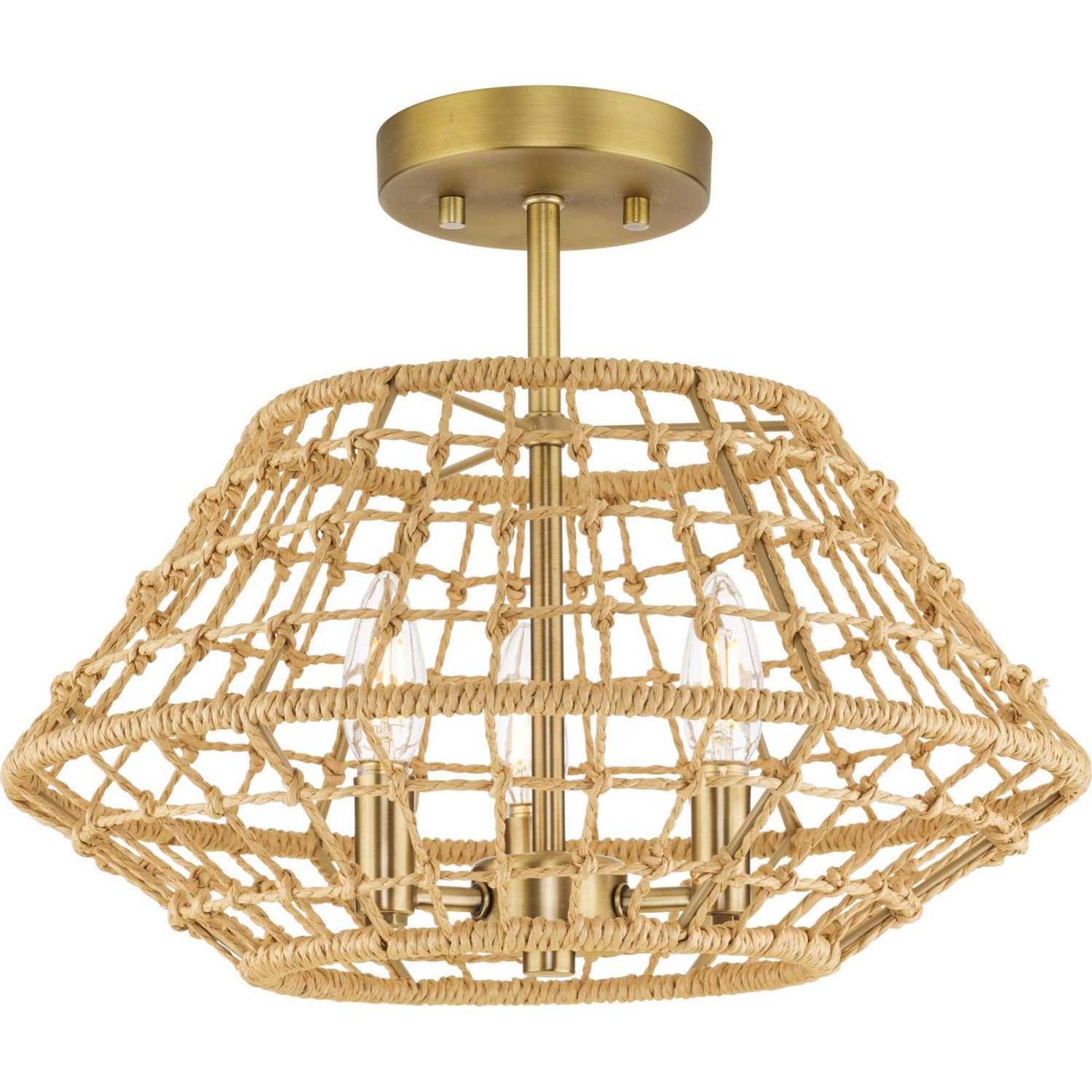 Progress Lighting - P350246-163 - Three Light Flush Mount - Laila - Vintage Brass