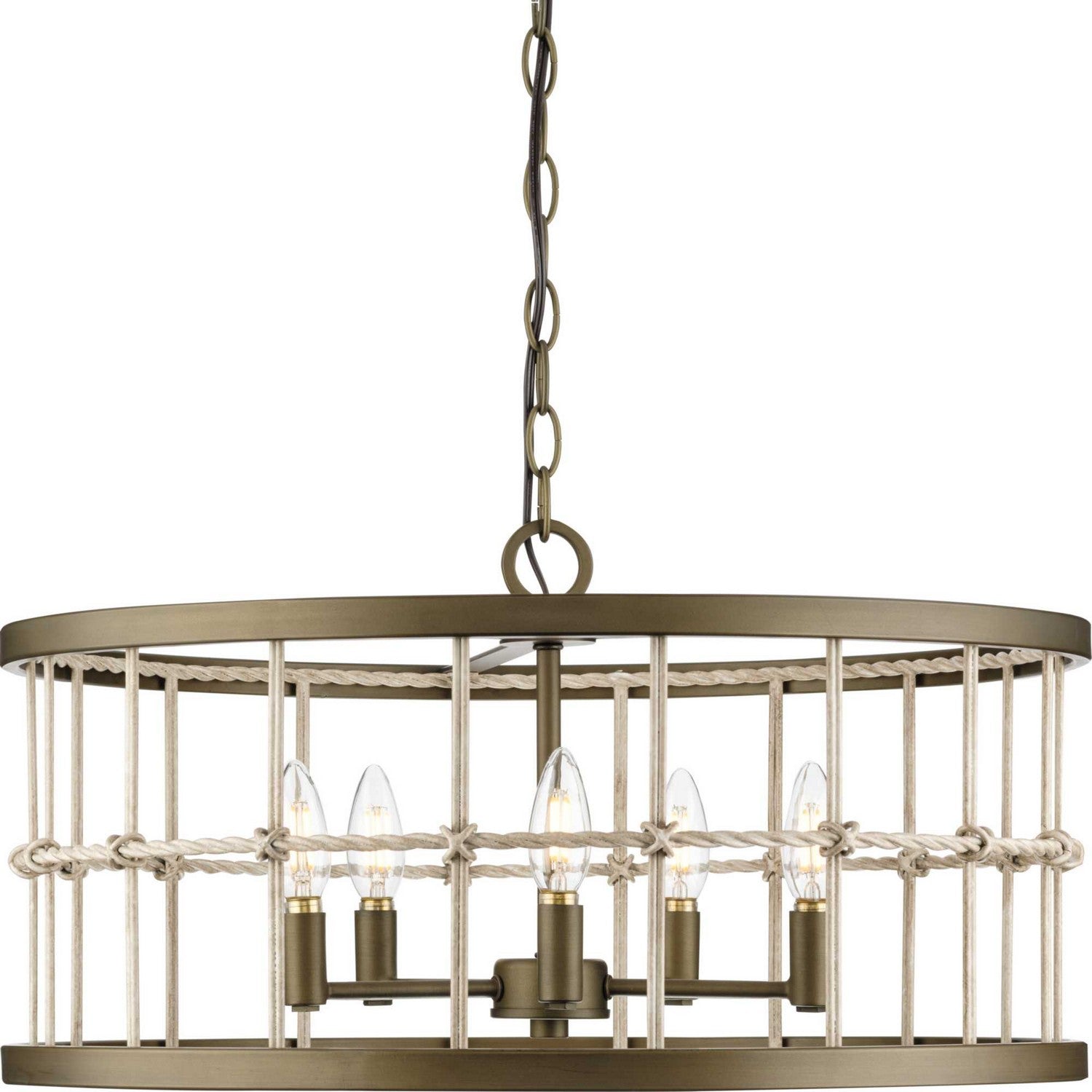 Progress Lighting - P400320-161 - Five Light Chandelier - Lattimore - Aged Brass