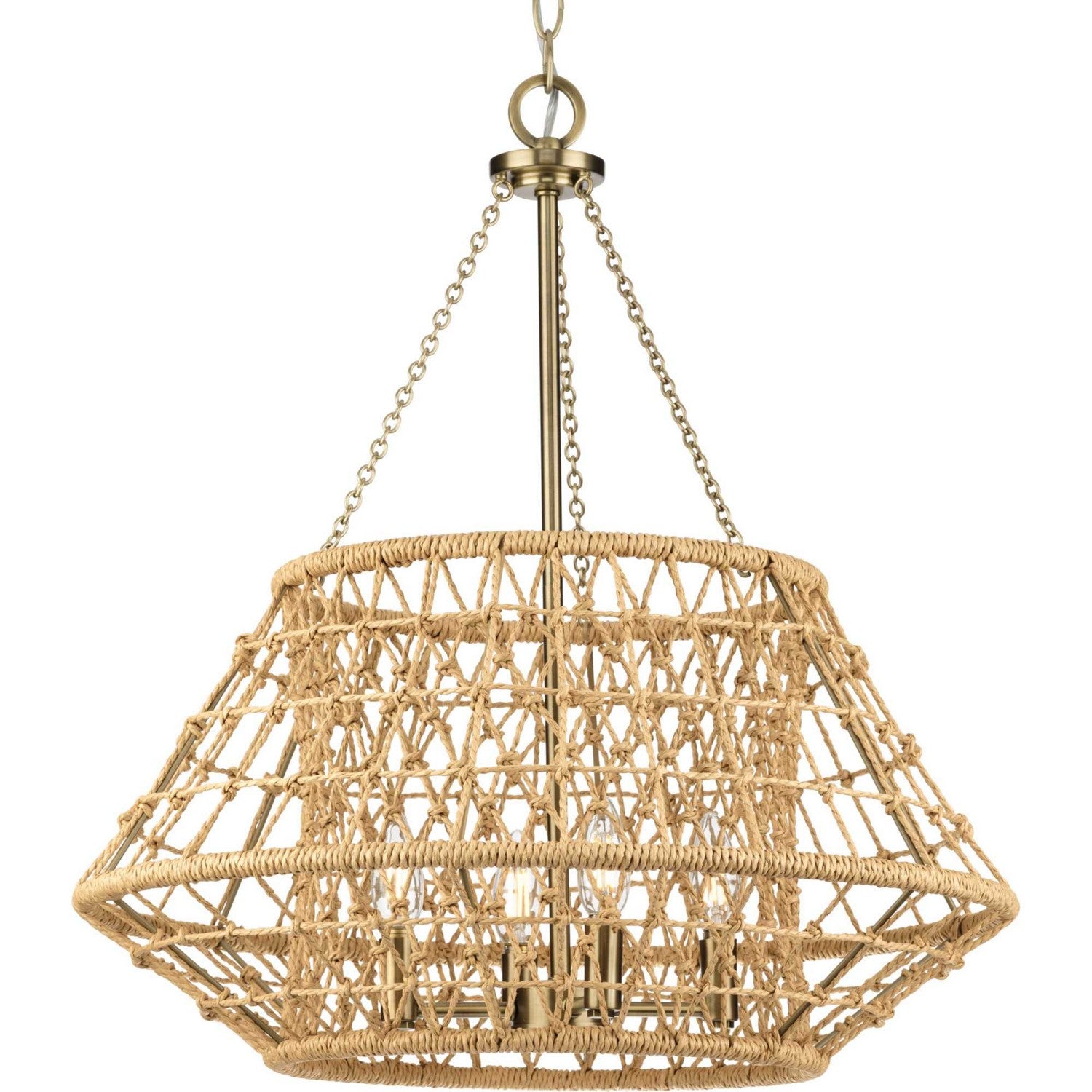 Progress Lighting - P400323-163 - Four Light Chandelier - Laila - Vintage Brass