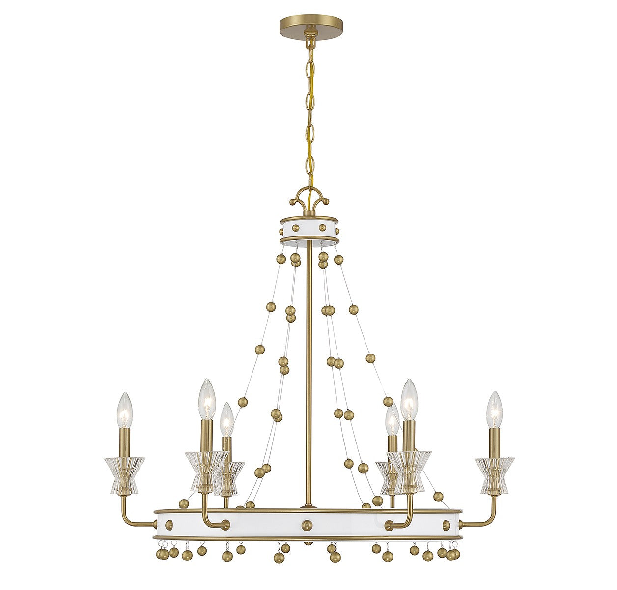 Savoy House - 1-3804-6-142 - Six Light Chandelier - Iris - White with Warm Brass