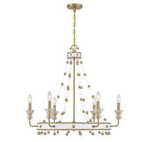 Savoy House - 1-3804-6-142 - Six Light Chandelier - Iris - White with Warm Brass