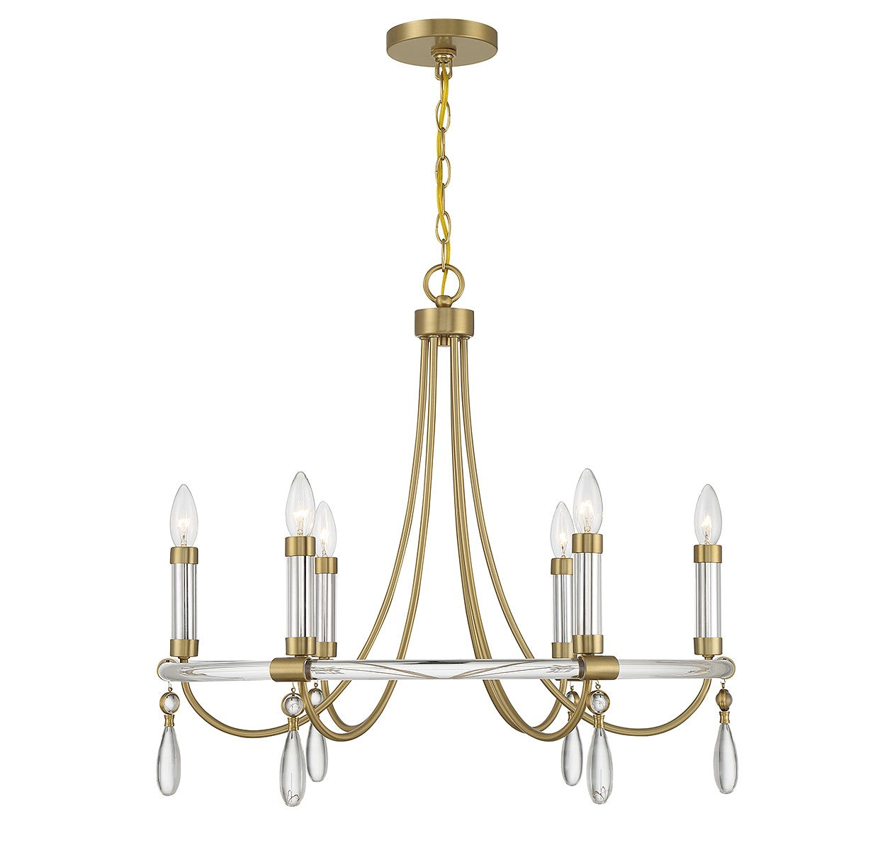 Savoy House - 1-7716-6-195 - Six Light Chandelier - Mayfair - Warm Brass and Chrome