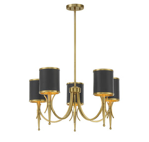 Savoy House - 1-9945-5-143 - Five Light Chandelier - Quincy - Matte Black with Warm Brass