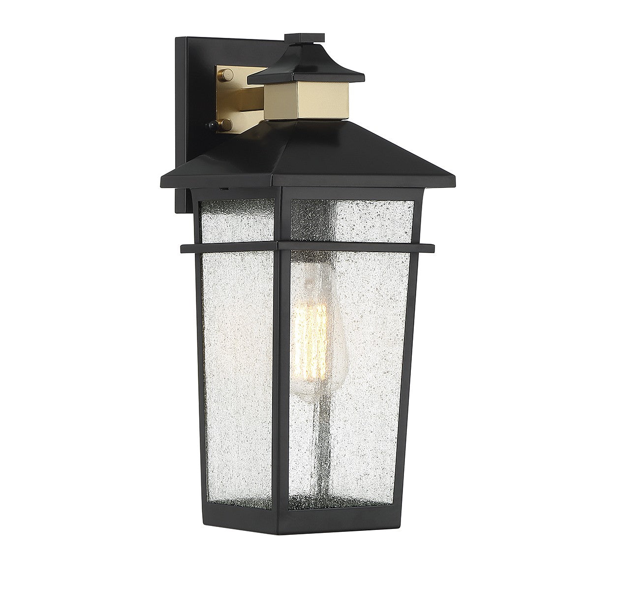 Savoy House - 5-719-143 - One Light Outdoor Wall Lantern - Kingsley - Matte Black with Warm Brass