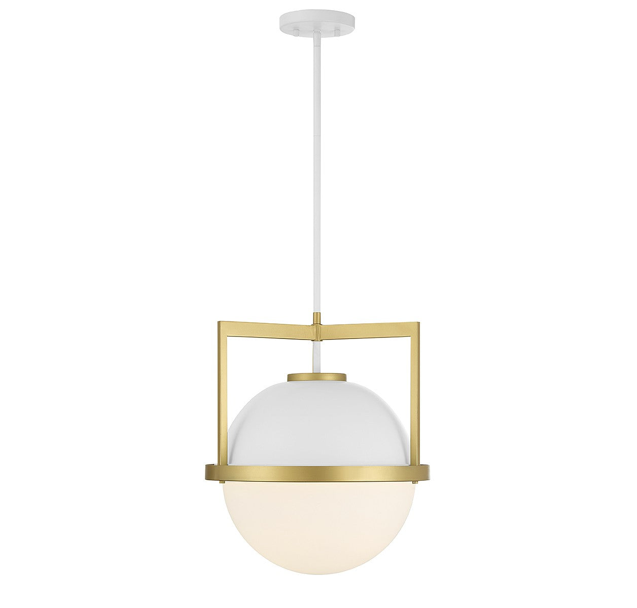 Savoy House - 7-4600-1-142 - One Light Pendant - Carlysle - White with Warm Brass