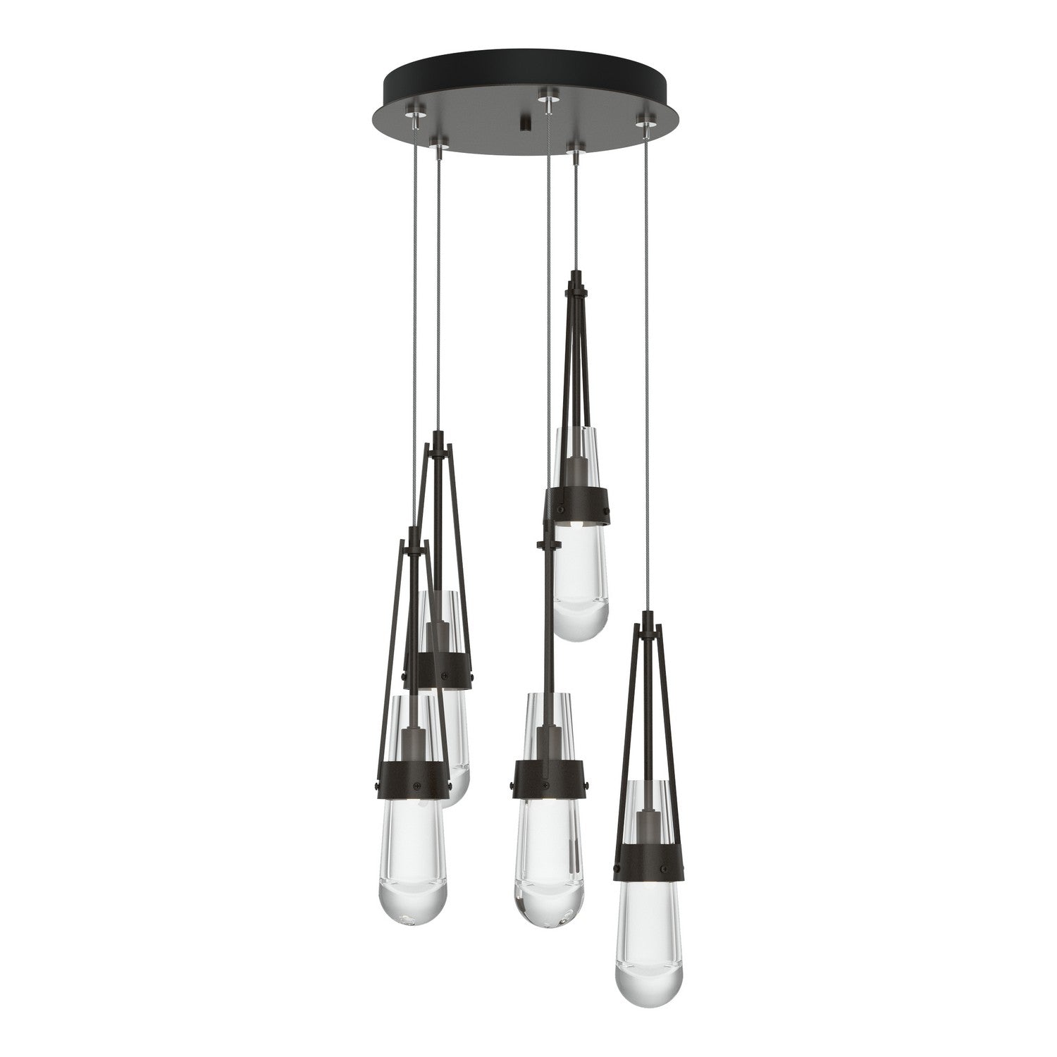 Hubbardton Forge - 131127-SKT-STND-14-ZM0434 - Link 5-Light Clear Glass Pendant - Link - Oil Rubbed Bronze