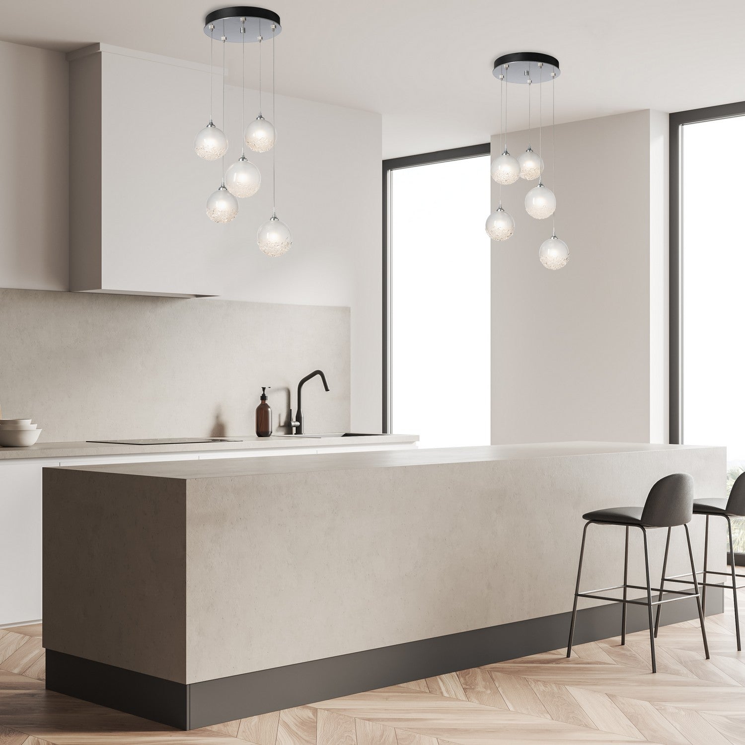 Hubbardton Forge - 131131-SKT-STND-85-FD0750 - Fritz Globe 5-Light Pendant - Fritz - Sterling