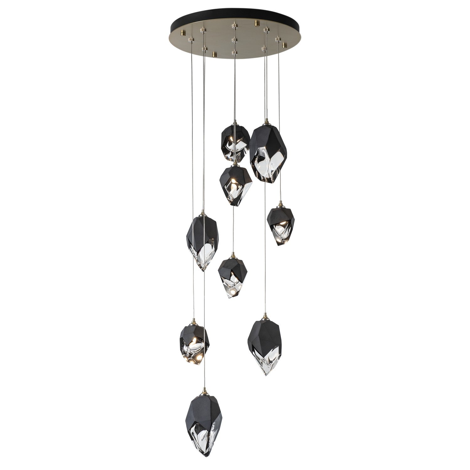 Hubbardton Forge - 131142-SKT-LONG-86-BP0756 - Chrysalis 9-Light Mixed Crystal Pendant - Chrysalis - Modern Brass